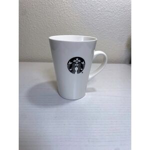 Starbucks White Ceramic Coffee Mug 16oz Tapered Design Dishwasher Microwave Safe